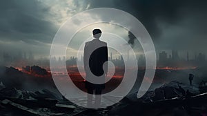 a leader standing ahead of successful, Generative AI photo
