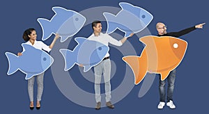 Leader standing out from the crowd