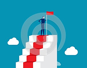 Leader successful, Man on the top of stairs. Concept business vector illustration, Achievement, Winner