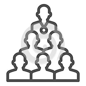 Leader and team line icon, business teamwork concept, Crowd of people with leader in center sign on white background