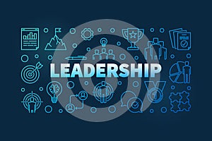 Leadership blue line banner or illustration on dark background