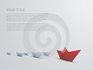 Leadership business concept vector with red paper