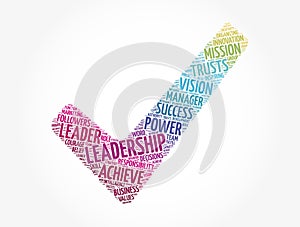 LEADERSHIP check mark word cloud collage, business concept background