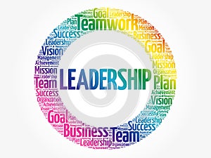 LEADERSHIP circle stamp word cloud