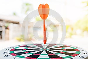 Leadership concept Arrows on archery target of dartboard Target business concept