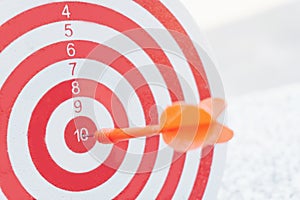 Leadership concept Arrows on archery target of dartboard Target business concept