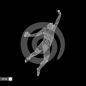 Leadership concept. Jumping man. Emblem for sport championship. Vector illustration.