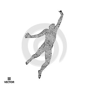 Leadership concept. Jumping man. Emblem for sport championship. Vector illustration