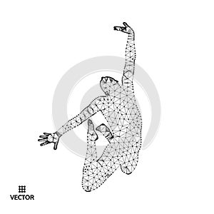 Leadership concept. Jumping man. Emblem for sport championship. Vector illustration