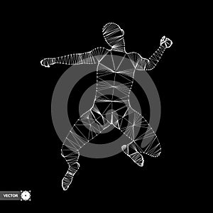 Leadership concept. Jumping man. Emblem for sport championship. Vector illustration