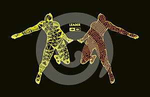 Leadership concept. Jumping man. Emblem for sport championship. Vector illustration