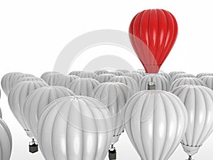 Leadership concept with red hot air balloon