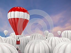 Leadership concept with red hot air balloon