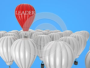 Leadership concept with red hot air balloon