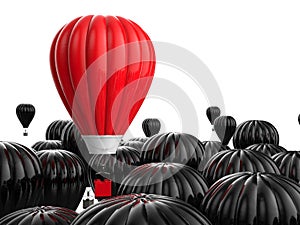 Leadership concept with red hot air balloon