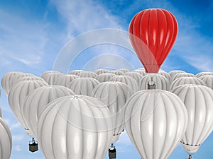 Leadership concept with red hot air balloon