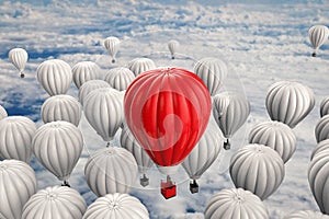 Leadership concept with red hot air balloon