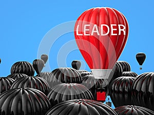 Leadership concept with red hot air balloon