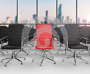 Leadership concept with red office chair