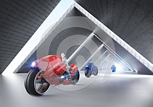 Leadership concept with robot move faster than others