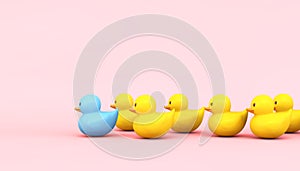 leadership concept rubber ducks