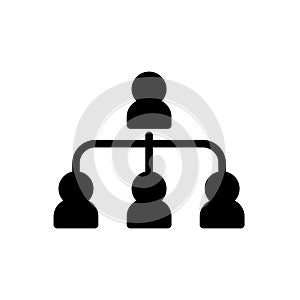 Leadership connection, community symbol flat black line icon, Vector Illustration