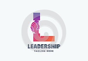 Leadership and Cooperation Abstract Vector Logo Template. Handshake Incorporated in Letter L Creative Concept Isolated