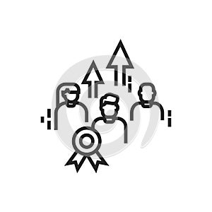 Leadership courses black line icon. Teamwork. People skill development. Pictogram for web page, mobile app UI UX GUI design