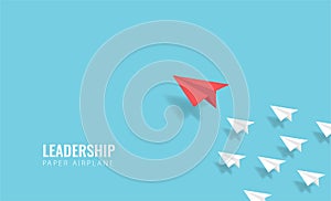 Leadership design concept with paper airplane symbol. Flat style vector illustration