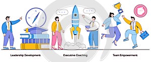 Leadership Development, Executive Coaching, Team Empowerment Concept with Character. Leadership Excellence Abstract Vector