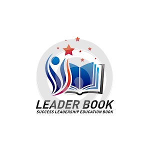 Leadership Education Book Logo Design Concept Vector. Success Leader Book Logo Template. Icon Symbol