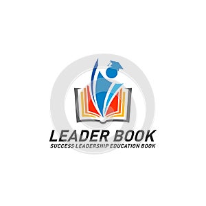 Leadership Education Book Logo Design Concept Vector. Success Leader Book Logo Template. Icon Symbol