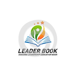 Leadership Education Book Logo Design Concept Vector. Success Leader Book Logo Template. Icon Symbol