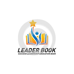 Leadership Education Book Logo Design Concept Vector. Success Leader Book Logo Template. Icon Symbol