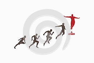 Leadership, freedom or happiness concept. Successful team leader. Vector illustration with people silhouette for business