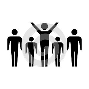Leadership icon vector group of people and leader symbol in glyph pictogram