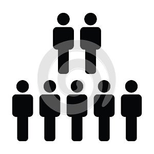 Leadership icon vector male group of people symbol avatar for business management team in flat color glyph pictogram