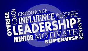 Leadership Inspire Coach Motivate Word Collage photo