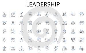 Leadership line icons collection. Loyalty, Persistence, Tenacity, Devotion, Determination, Passion, Perseverance vector