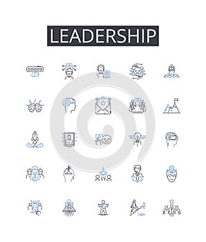 Leadership line icons collection. Management, Authority, Guidance, Command, Direction, Supremacy, Dominion vector and