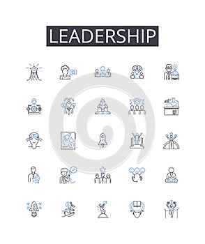 Leadership line icons collection. Management, Control, Direction, Oversight, Influence, Leadership, Coordination vector