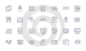 Leadership line icons collection. Visionary, Empathetic, Charismatic, Decisive, Inspirational, Trusrthy, Innovator