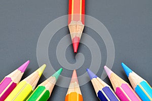 Leadership makes differences shown by color pencils photo