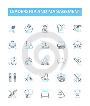 Leadership and management vector line icons set. Leadership, Management, Directive, Directive-Leadership, Autocratic