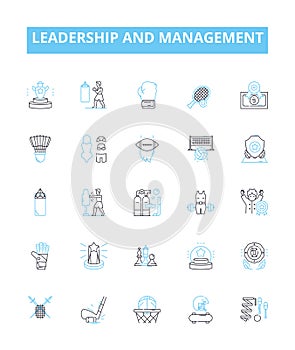 Leadership and management vector line icons set. Leadership, Management, Directive, Directive-Leadership, Autocratic