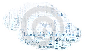 Leadership Management word cloud, made with text only.