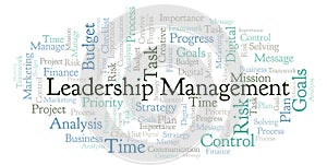 Leadership Management word cloud, made with text only.