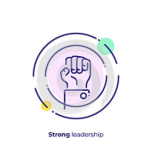 Leadership rised fist line art vector icon photo