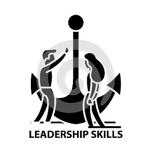 leadership skills icon, black vector sign with editable strokes, concept illustration