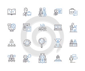 Leadership skills outline icons collection. seperateLeadership, Skills, Persuasion, Assertiveness, Communication